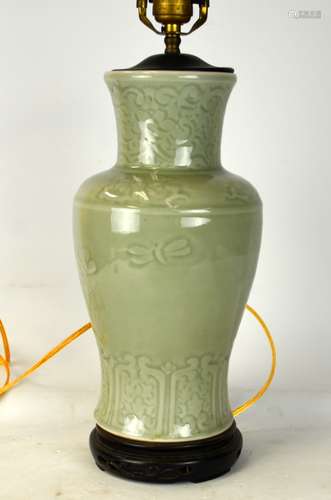 Chinese Longquan Glazed Vase Lamp