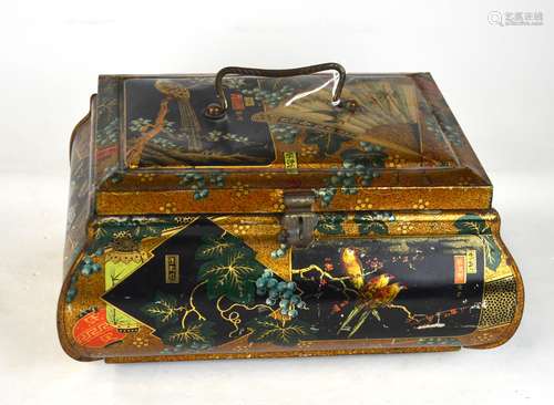 Japanese Painted Metal Box