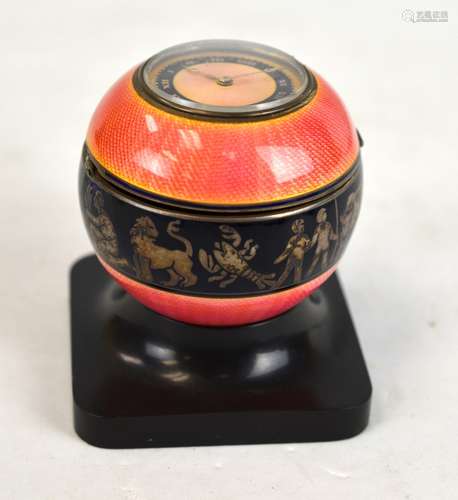 Zodiac and Enamel Ball Clock w Stand