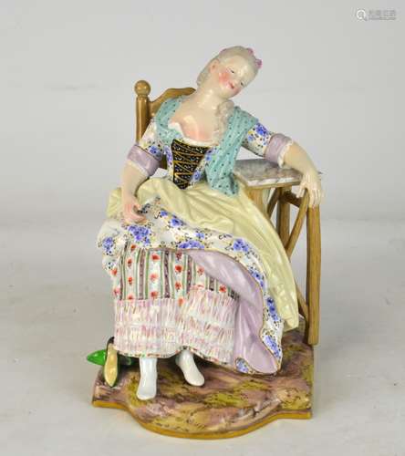 Meissen Sleeping Girl on Chair