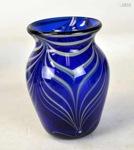 Elaine Hyde 1983 Hand Blown Cobalt  Blue Vase