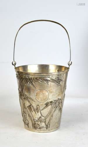 Japanese Silver Ice Bucket w Handle