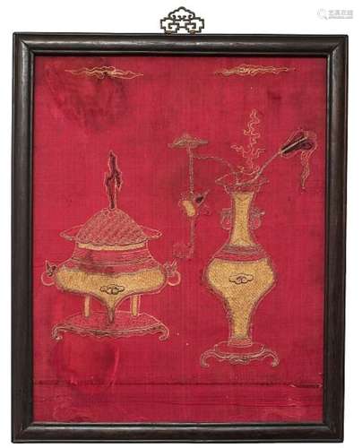 Framed Chinese Silk Embroidered Panel