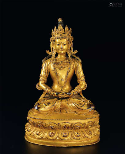 17世纪 汉藏 铜鎏金佛