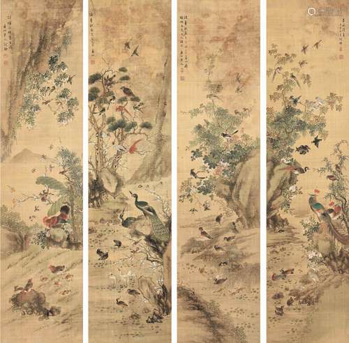 何丹山 花鸟 1882年作 设色绢本