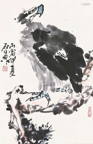 乍启典(b.1922)松鹰图