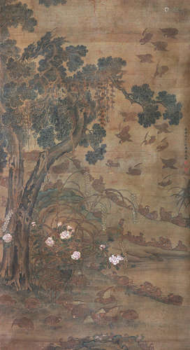 沈铨(1682-1760)繁花集禽