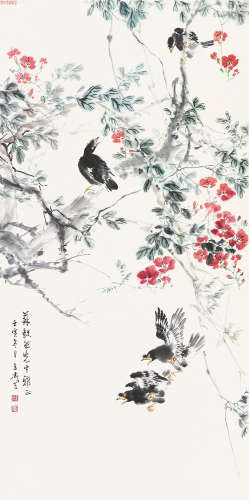 王雪涛(1903-1982)红叶集禽
