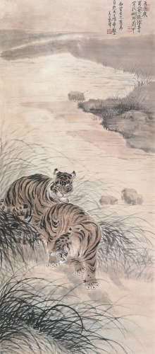 张善孖(1882-1940)双虎