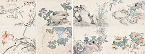 方薰(1736-1799)花卉册页