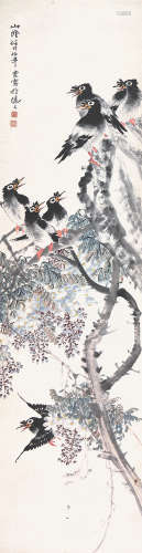 任伯年(1840-1896)紫藤栖禽