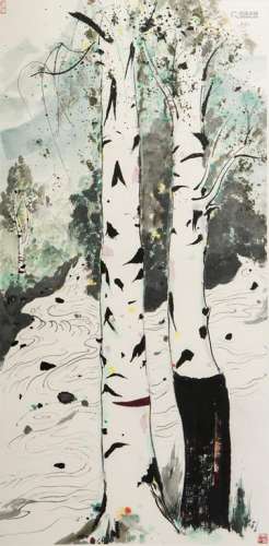 WU GUANZHONG (1919-2010) 'White birches on Mt. Changbai