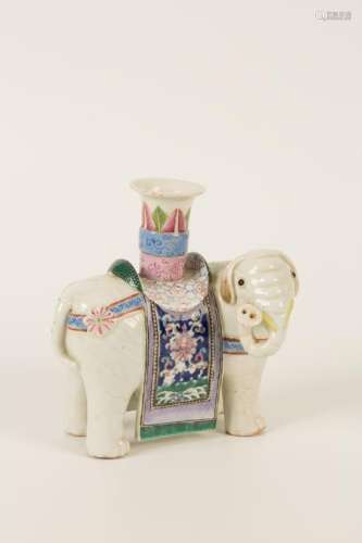 A CHINESE FAMILLE ROSE ELEPHANT JOSS STICK HOLDER,
