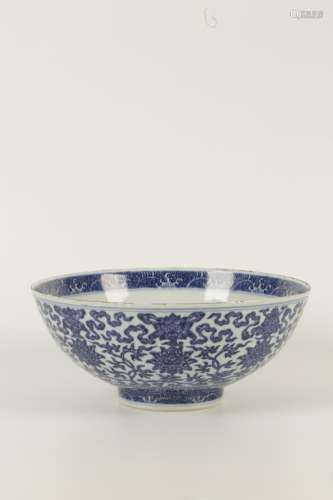 A CHINESE BLUE AND WHITE 'EIGHT AUSPICIOUS SYMBOLS' BOWL