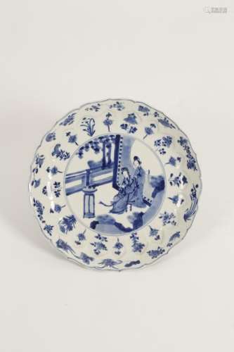 A CHINESE PORCELAIN PLATE of lotus moulded form,