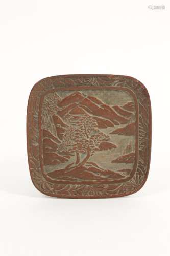 A CHINESE CARVED RED LACQUER DISH,