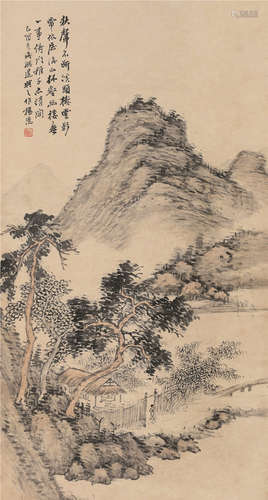 杨逸 山水  绘画 立轴 设色纸本