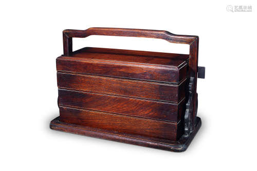 清  硬木食盒  木雕