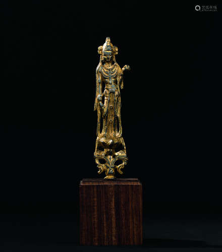 唐代(618-907) 铜鎏金佛立像