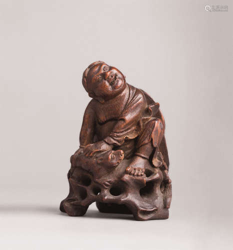 清早期(1644-1775) 竹雕刘海戏金蟾摆件