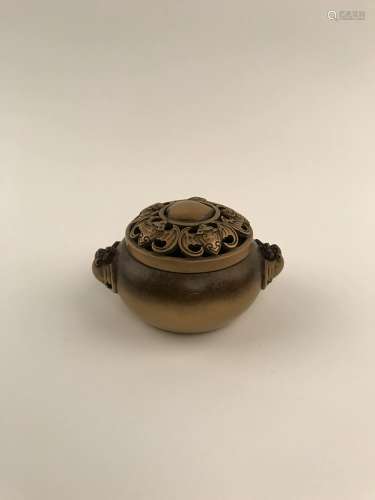 Chinese Bronze Censer with Bats