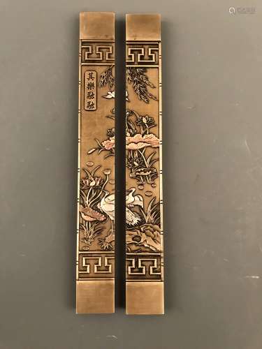 Pair Chinese Bronze Paper Weight