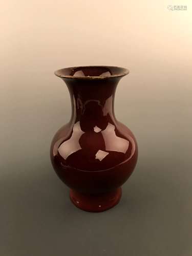 Chinese Oxblood Vase Qianlong Mark