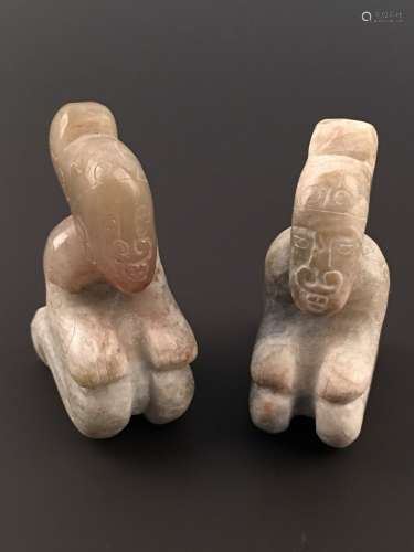 Pair of Han Dynasty White Jade Figures