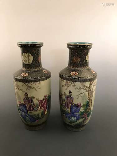 Pair of Famille Rose Vase with Yongzheng Mark