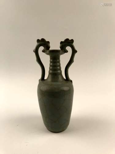 Chinese Celadon Glazed Vase with Handle