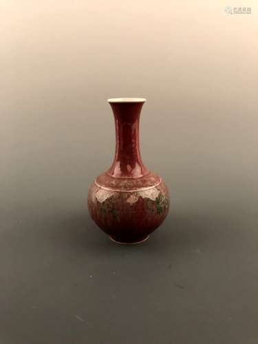Chinese Red Glazed Vase with Kangxi Mark