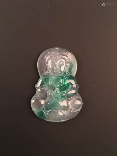 Fine  Chinese Ice Jade Buddha Pendant