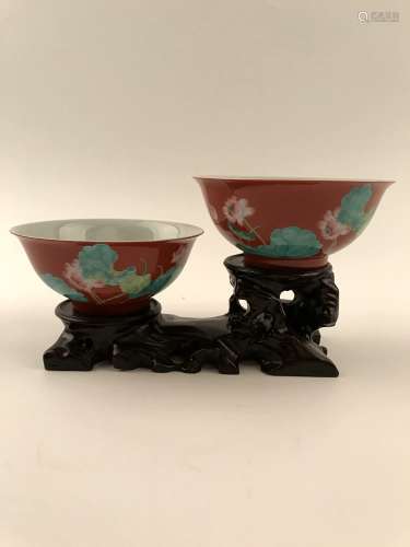 Pair of Fine Chinese Famille Rose Bowl with Yongzheng Mark
