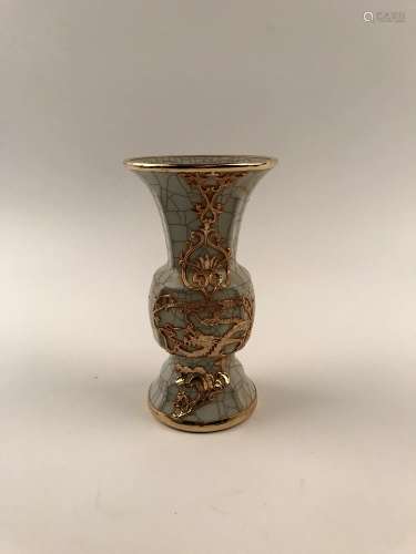 Chinese GeYao Gilt Dragon Vase