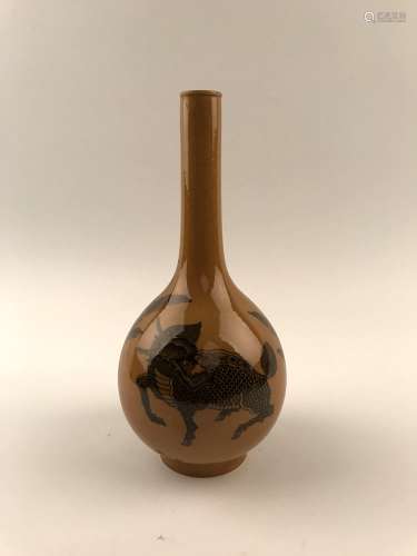 Chinese Yellow Glazed Vase with Kangxi Mark