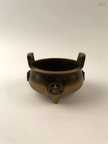 Chinese Bronze Censer with Bat