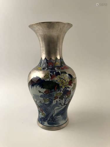 Chinese Blue and Silver Vase
