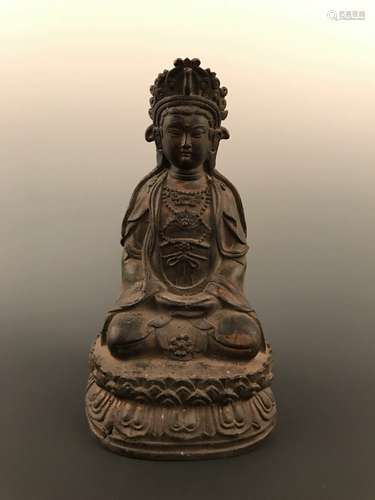 Chinese Bronze Seated Guanyin