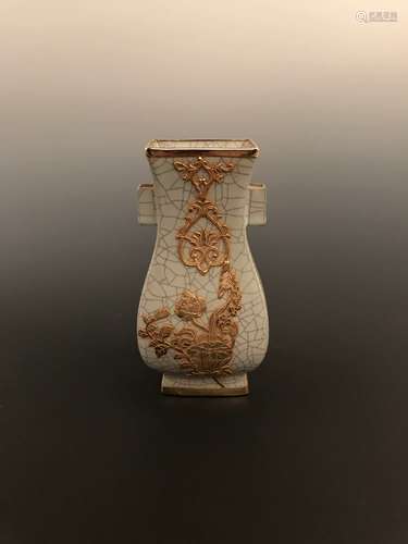 Chinese Guan Type Gilt Vase