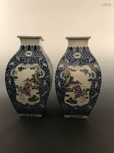 Pair of Chinese Famille Rose Vase