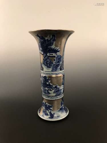 Chinese Blue and Silver Vase