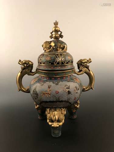 Chinese Cloisonne Censer with Qianlong Mark