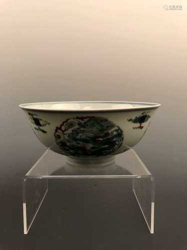 Chinese Doucai Dragon Design Bowl with Yongzheng Mark