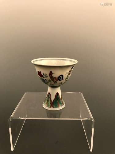 Chinese Duocai Cup with Chicken Design
