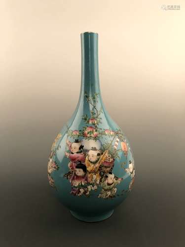 Chinese Famille Rose Children Playing Design Vase