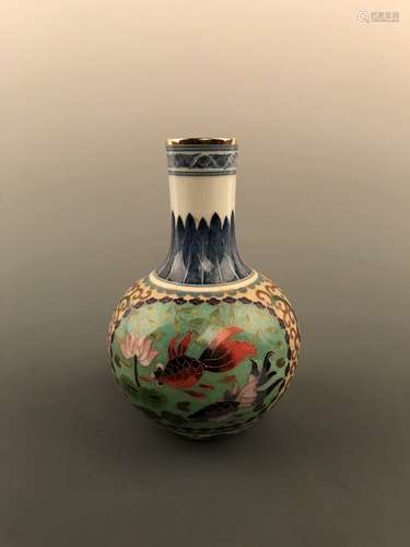 Chinese Cloisonne Vase with Fish Design