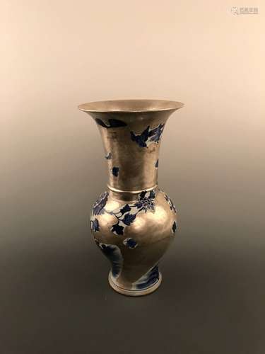 Chinese Blue and Silver Vase