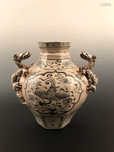 Chinese Phoenix and Flower Jar