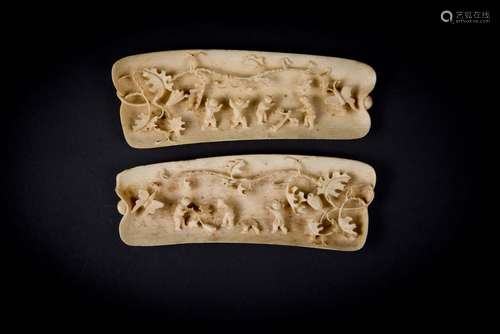 Two Ivory Carved with Children at Play