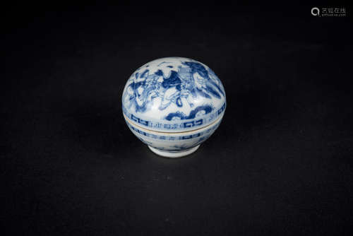 Guangxu, Blue and White Figural Box with Cover